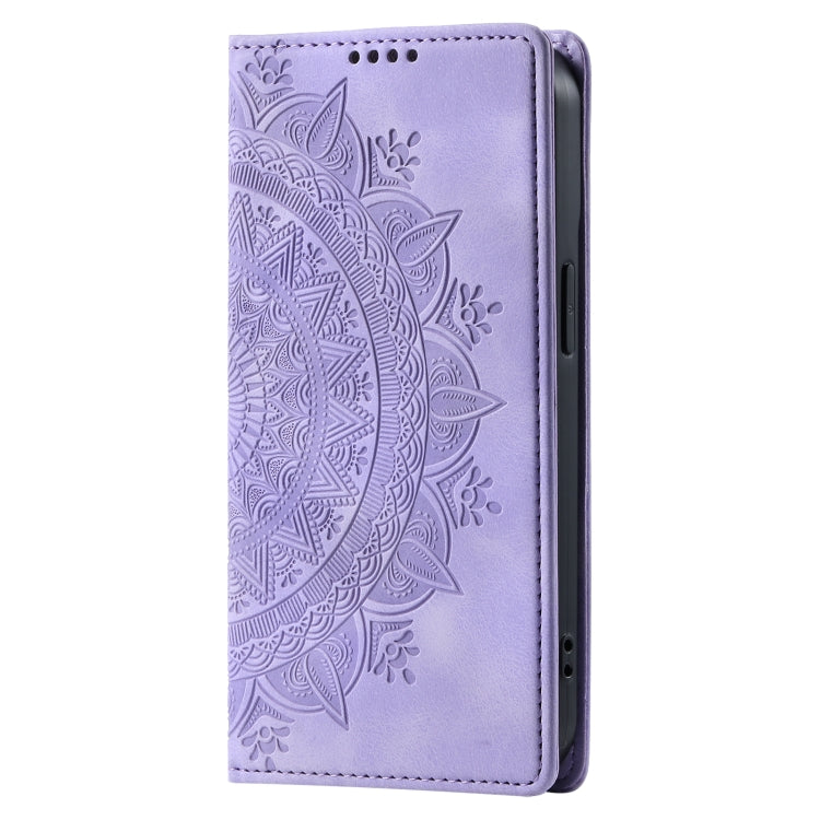 For iPhone 16 Totem Embossed Magnetic Leather Phone Case(Purple) - iPhone 16 Cases by PMC TechLife | Online Shopping South Africa | PMC TechLife | Buy Now Pay Later Mobicred