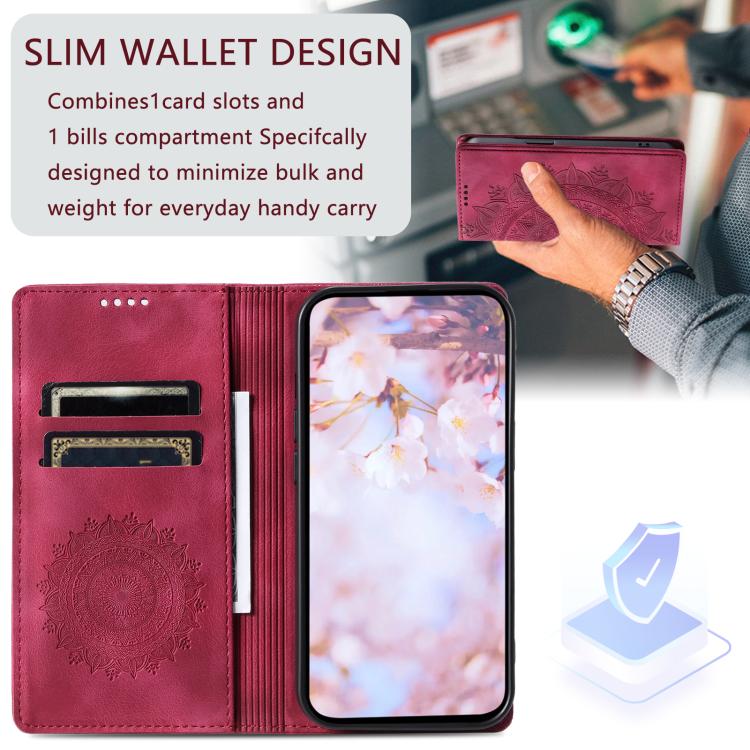 For iPhone 16e Totem Embossed Magnetic Leather Phone Case(Red) - iPhone 16e Cases by PMC TechLife | Online Shopping South Africa | PMC TechLife | Buy Now Pay Later Mobicred