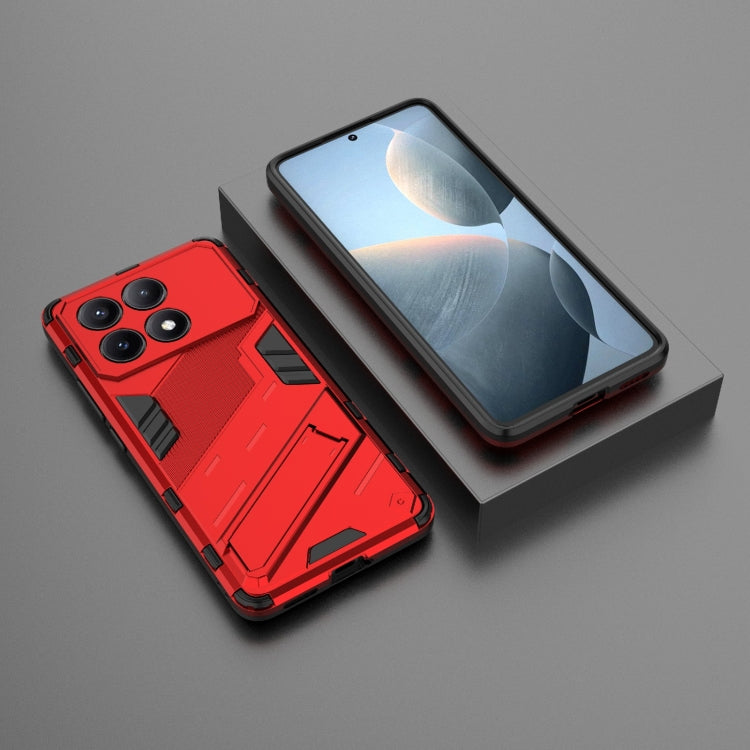 For Xiaomi Redmi K70E 5G Punk Armor 2 in 1 PC + TPU Phone Case with Holder(Red) - K70E Cases by PMC TechLife | Online Shopping South Africa | PMC TechLife