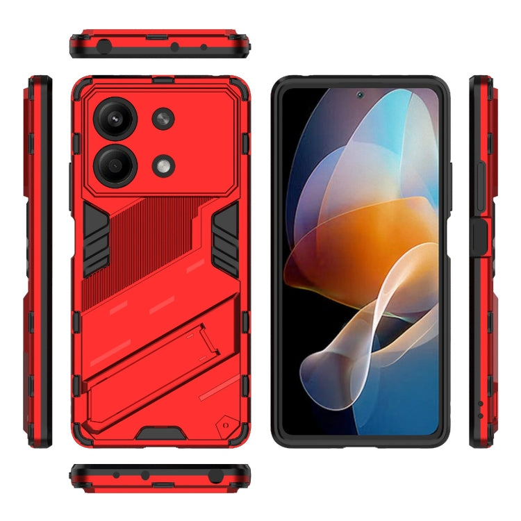 For Xiaomi Redmi Note 13R Pro 5G Punk Armor 2 in 1 PC + TPU Phone Case with Holder(Red) - Xiaomi Cases by PMC TechLife | Online Shopping South Africa | PMC TechLife | Buy Now Pay Later Mobicred