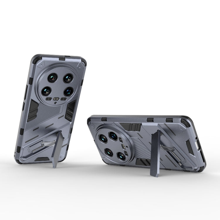 For Xiaomi 14 Ultra 5G Punk Armor 2 in 1 PC + TPU Phone Case with Holder(Grey) - 14 Ultra Cases by PMC TechLife | Online Shopping South Africa | PMC TechLife | Buy Now Pay Later Mobicred
