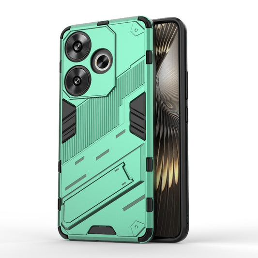 For Xiaomi Redmi Turbo 3 5G Punk Armor 2 in 1 PC + TPU Phone Case with Holder(Green) - Xiaomi Cases by PMC Jewellery | Online Shopping South Africa | PMC Jewellery | Buy Now Pay Later Mobicred