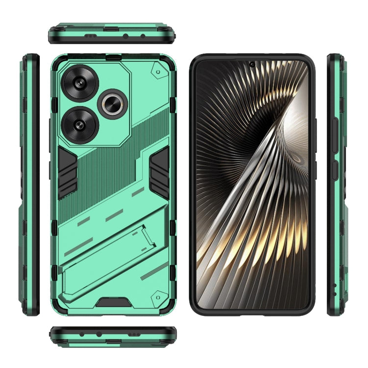 For Xiaomi Redmi Turbo 3 5G Punk Armor 2 in 1 PC + TPU Phone Case with Holder(Green) - Xiaomi Cases by PMC TechLife | Online Shopping South Africa | PMC TechLife | Buy Now Pay Later Mobicred