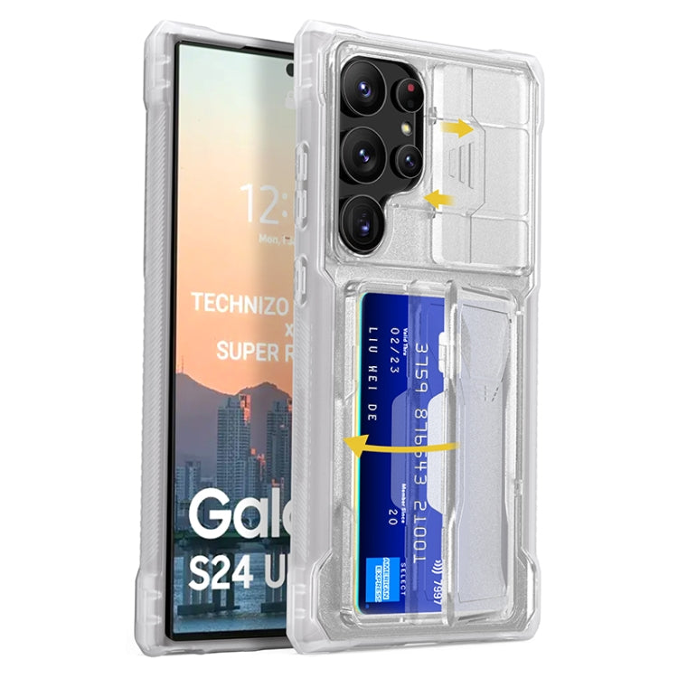 For Samsung Galaxy S24 Ultra 5G Full Coverage Phone Case with Holder / Card Slot(Transparent) - Galaxy S24 Ultra 5G Cases by PMC TechLife | Online Shopping South Africa | PMC TechLife | Buy Now Pay Later Mobicred