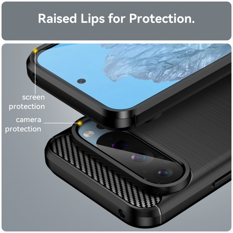 For Google Pixel 9 Pro 5G Carbon Fiber Brushed Texture TPU Phone Case(Black) - Google Cases by PMC TechLife | Online Shopping South Africa | PMC TechLife | Buy Now Pay Later Mobicred