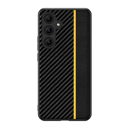 For Samsung Galaxy S25 5G Ultra-thin Carbon Fiber Texture Splicing Phone Case(Yellow) - Galaxy S25 5G Cases by PMC Jewellery | Online Shopping South Africa | PMC Jewellery | Buy Now Pay Later Mobicred