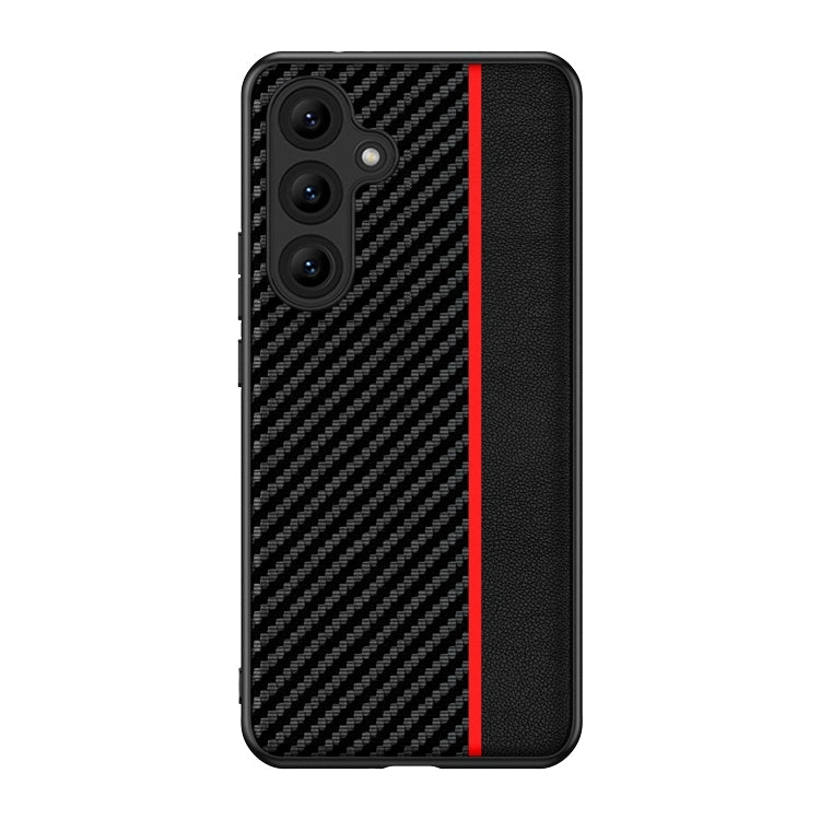 For Samsung Galaxy S25+ 5G Ultra-thin Carbon Fiber Texture Splicing Phone Case(Red) - Galaxy S25+ 5G Cases by PMC Jewellery | Online Shopping South Africa | PMC Jewellery | Buy Now Pay Later Mobicred