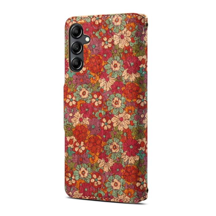 For Samsung Galaxy S24 5G Denior Flower Language Series Cork Fabric Oil Edge Leather Phone Case(Summer) - Galaxy S24 5G Cases by Denior | Online Shopping South Africa | PMC Jewellery | Buy Now Pay Later Mobicred