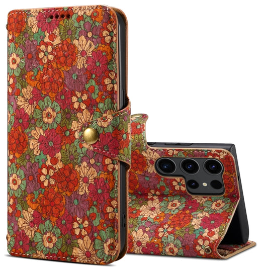 For Samsung Galaxy S24 Ultra 5G Denior Flower Language Series Cork Fabric Oil Edge Leather Phone Case(Summer) - Galaxy S24 Ultra 5G Cases by Denior | Online Shopping South Africa | PMC Jewellery | Buy Now Pay Later Mobicred