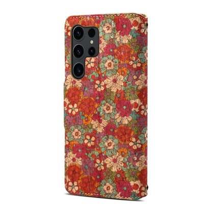 For Samsung Galaxy S24 Ultra 5G Denior Flower Language Series Cork Fabric Oil Edge Leather Phone Case(Summer) - Galaxy S24 Ultra 5G Cases by Denior | Online Shopping South Africa | PMC Jewellery | Buy Now Pay Later Mobicred