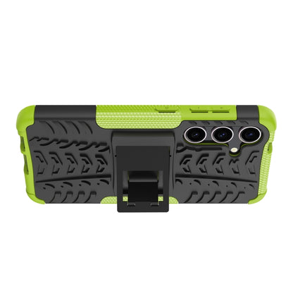 For Samsung Galaxy S24 5G Tire Texture TPU + PC Phone Case with Holder(Green) - Galaxy S24 5G Cases by PMC Jewellery | Online Shopping South Africa | PMC Jewellery