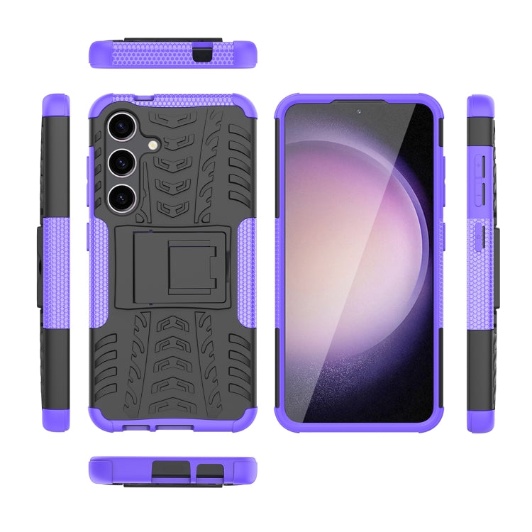 For Samsung Galaxy S24 5G Tire Texture TPU + PC Phone Case with Holder(Purple) - Galaxy S24 5G Cases by PMC Jewellery | Online Shopping South Africa | PMC Jewellery