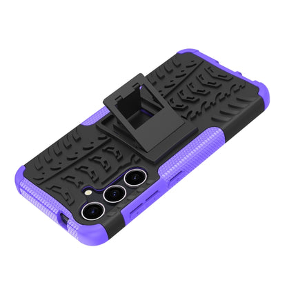 For Samsung Galaxy S24 5G Tire Texture TPU + PC Phone Case with Holder(Purple) - Galaxy S24 5G Cases by PMC Jewellery | Online Shopping South Africa | PMC Jewellery