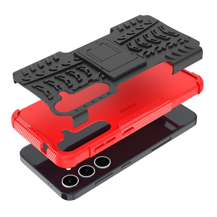 For Samsung Galaxy S24+ Tire Texture TPU + PC Phone Case with Holder(Red) - Galaxy S24+ 5G Cases by PMC TechLife | Online Shopping South Africa | PMC TechLife