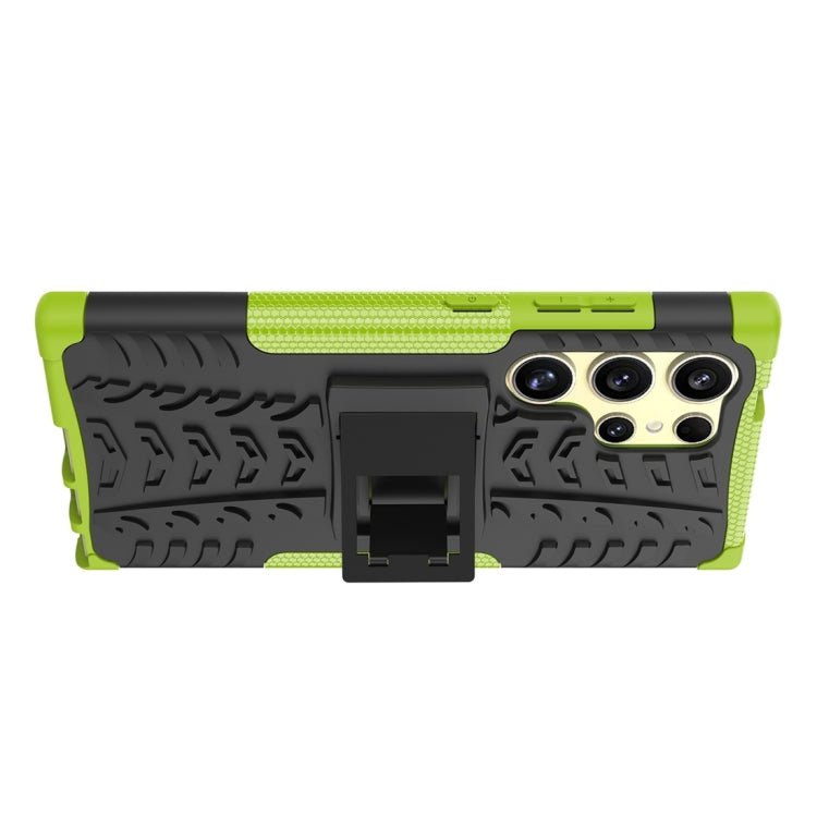 For Samsung Galaxy S24 Ultra 5G Tire Texture TPU + PC Phone Case with Holder(Green) - Galaxy S24 Ultra 5G Cases by PMC TechLife | Online Shopping South Africa | PMC TechLife