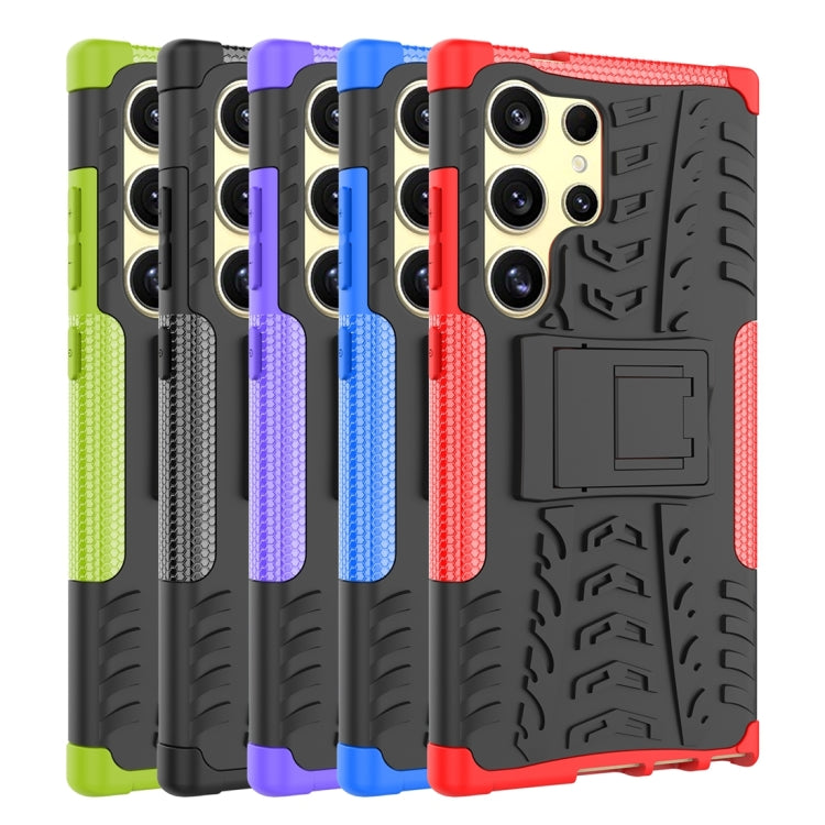 For Samsung Galaxy S24 Ultra 5G Tire Texture TPU + PC Phone Case with Holder(Red) - Galaxy S24 Ultra 5G Cases by PMC TechLife | Online Shopping South Africa | PMC TechLife | Buy Now Pay Later Mobicred