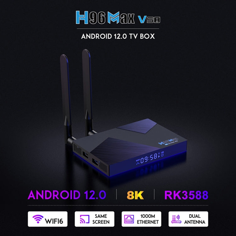 H96 Max V58 Android 12.0 Smart TV Box, 4GB+32GB, Quad-core Cortex-A76 and Quad-core Cortex-A55(US Plug) - Others by PMC TechLife | Online Shopping South Africa | PMC TechLife | Buy Now Pay Later Mobicred