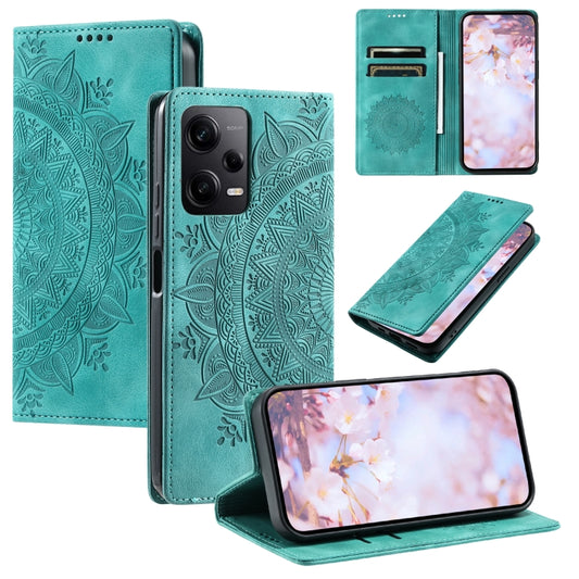 For Xiaomi Redmi Note 12 Pro Global Totem Embossed Magnetic Leather Phone Case(Green) - Xiaomi Cases by PMC Jewellery | Online Shopping South Africa | PMC Jewellery | Buy Now Pay Later Mobicred