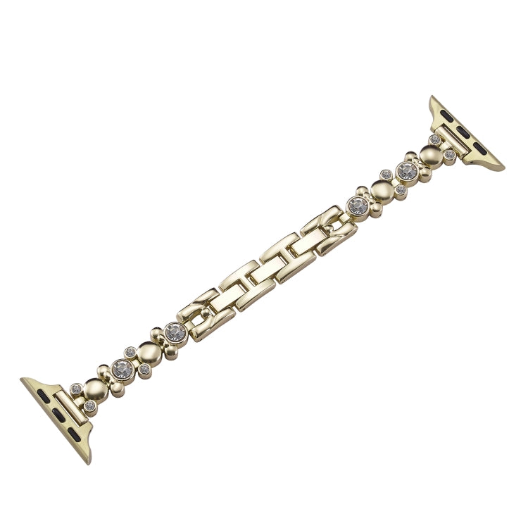 For Apple Watch SE 44mm Metal Diamond Bear Chain Watch Band(Gold) - free shipping - PMc TechLife - Order now!