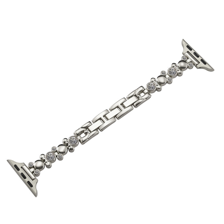 For Apple Watch Series 4 44mm Metal Diamond Bear Chain Watch Band(Starlight) - Watch Bands by PMC TechLife | Online Shopping South Africa | PMC TechLife
