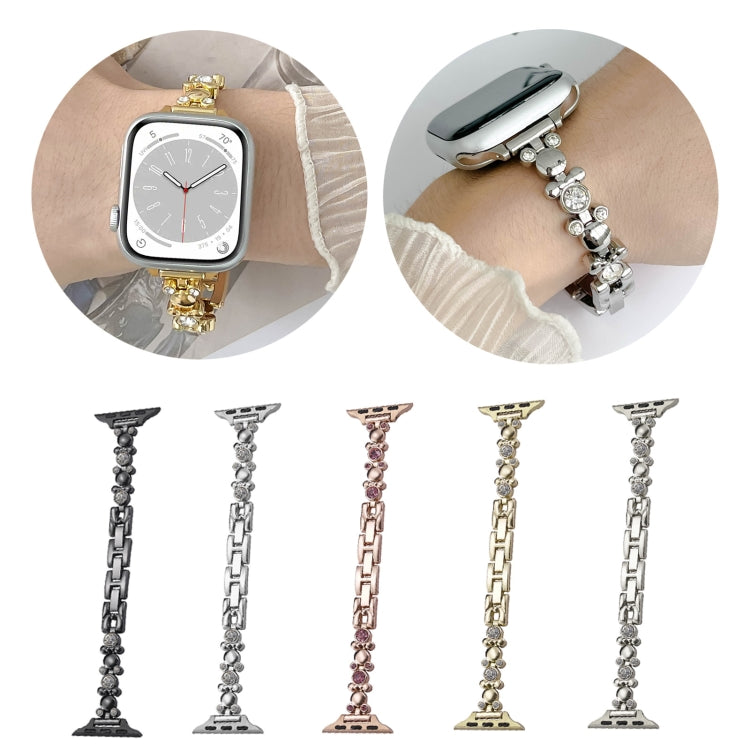 For Apple Watch Series 2 38mm Metal Diamond Bear Chain Watch Band(Silver) - free shipping - PMC TechLife - Order now!