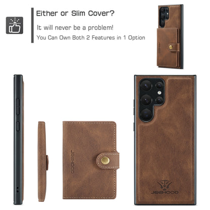 For Samsung Galaxy S24 Ultra 5G JEEHOOD J01 Retro Magnetic Detachable Wallet Phone Case(Brown) - Galaxy S24 Ultra 5G Cases by JEEHOOD | Online Shopping South Africa | PMC Jewellery | Buy Now Pay Later Mobicred