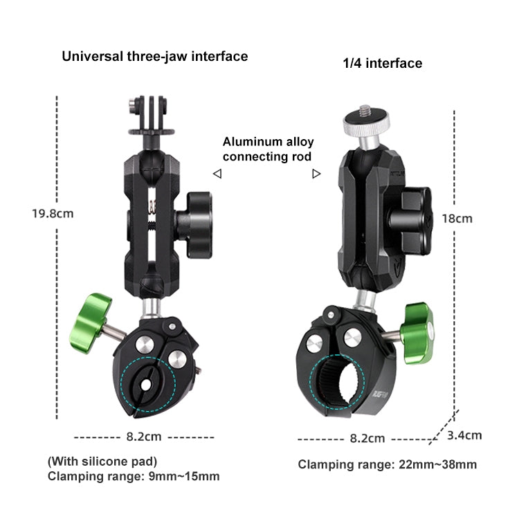 RUIGPRO Crab Clamp Action Camera Bracket Dual-Head Crab 3-Stage Selfie Stick - Holder by RUIGPRO | Online Shopping South Africa | PMC TechLife | Buy Now Pay Later Mobicred
