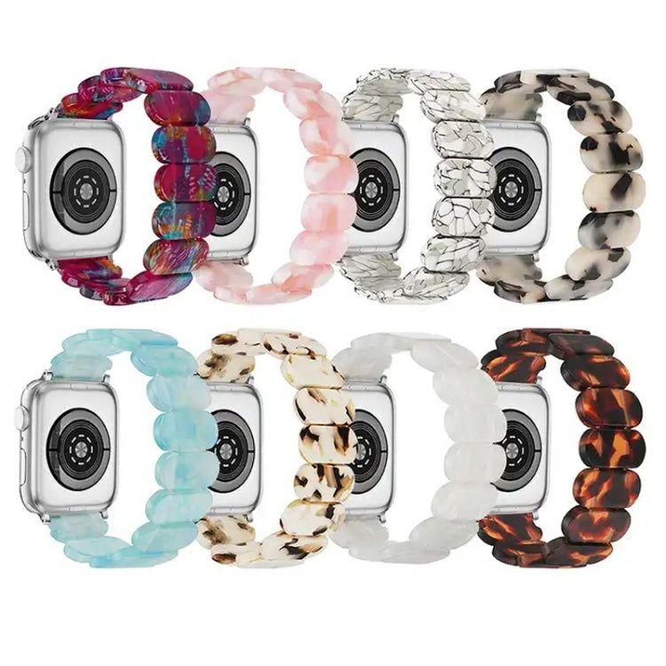For Apple Watch SE 44mm Stretch Rope Resin Watch Band(Tortoiseshell) - Watch Bands by PMC TechLife | Online Shopping South Africa | PMC TechLife