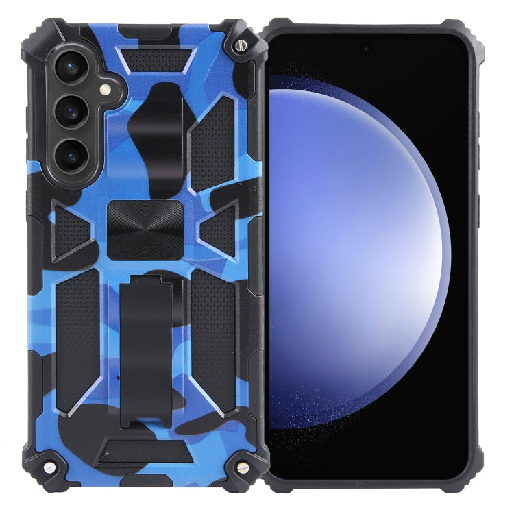 For Samsung Galaxy S24 5G Camouflage Armor Kickstand TPU + PC Magnetic Phone Case(Dark Blue) - Galaxy S24 5G Cases by PMC Jewellery | Online Shopping South Africa | PMC Jewellery