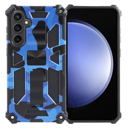 For Samsung Galaxy S24 5G Camouflage Armor Kickstand TPU + PC Magnetic Phone Case(Dark Blue) - Galaxy S24 5G Cases by PMC Jewellery | Online Shopping South Africa | PMC Jewellery