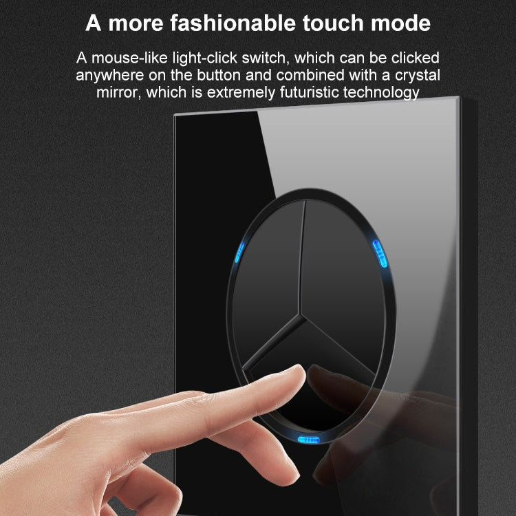 86mm Round LED Tempered Glass Switch Panel, Black Round Glass, Style:Four Open Dual Control -  by PMC Jewellery | Online Shopping South Africa | PMC Jewellery | Buy Now Pay Later Mobicred