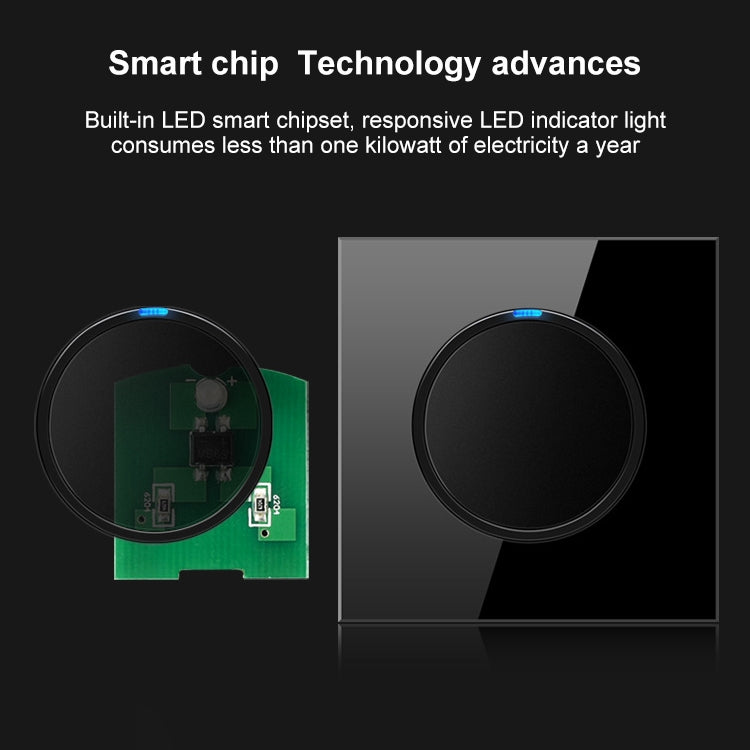 86mm Round LED Tempered Glass Switch Panel, Black Round Glass, Style:Telephone-Computer Socket -  by PMC Jewellery | Online Shopping South Africa | PMC Jewellery | Buy Now Pay Later Mobicred