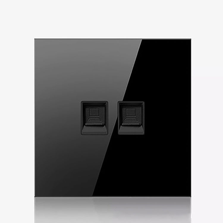 86mm Round LED Tempered Glass Switch Panel, Black Round Glass, Style:Dual Computer Socket - Switch by PMC Jewellery | Online Shopping South Africa | PMC Jewellery | Buy Now Pay Later Mobicred