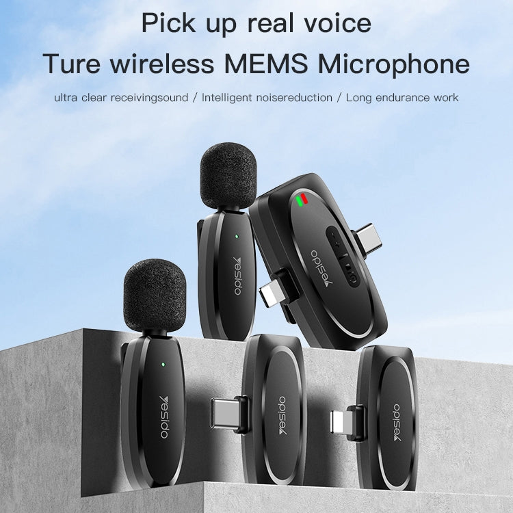YESIDO KR13 Dual Low-latency Wireless Lavalier Microphone with Type-C Receiver(Black) - Microphone by Yesido | Online Shopping South Africa | PMC TechLife | Buy Now Pay Later Mobicred