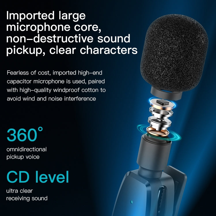 YESIDO KR13 Dual Low-latency Wireless Lavalier Microphone with Type-C Receiver(Black) - Microphone by Yesido | Online Shopping South Africa | PMC TechLife | Buy Now Pay Later Mobicred