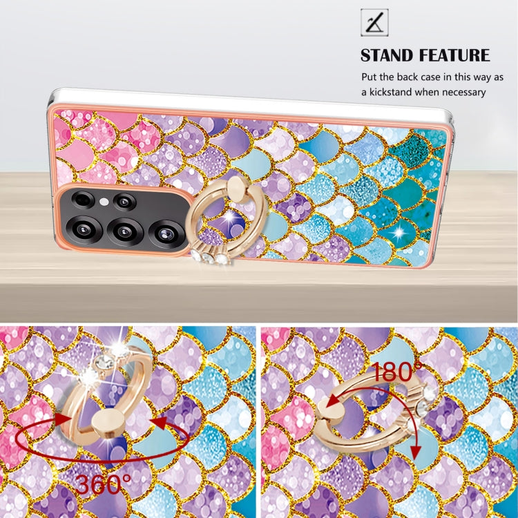 For Samsung Galaxy S25 Ultra 5G Electroplating Pattern IMD TPU Shockproof Case with Rhinestone Ring Holder(Colorful Scales) - Galaxy S25 Ultra 5G Cases by PMC Jewellery | Online Shopping South Africa | PMC Jewellery | Buy Now Pay Later Mobicred