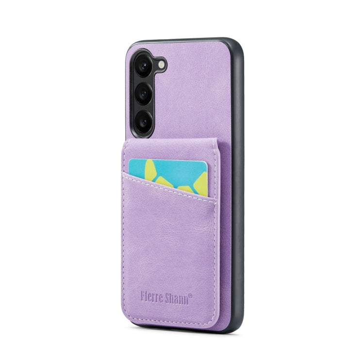 For Samsung Galaxy S24+ 5G Fierre Shann Crazy Horse Card Holder Back Cover PU Phone Case(Purple) - Galaxy S24+ 5G Cases by FIERRE SHANN | Online Shopping South Africa | PMC Jewellery | Buy Now Pay Later Mobicred