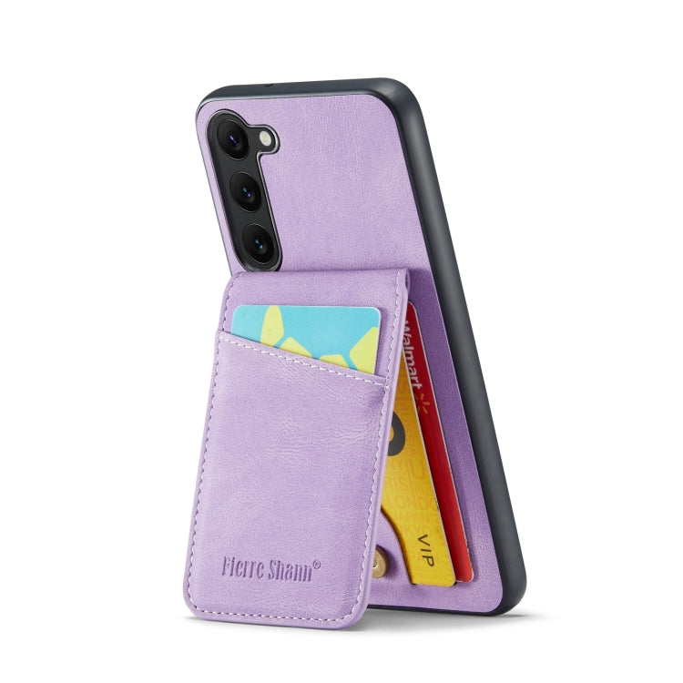 For Samsung Galaxy S24+ 5G Fierre Shann Crazy Horse Card Holder Back Cover PU Phone Case(Purple) - Galaxy S24+ 5G Cases by FIERRE SHANN | Online Shopping South Africa | PMC Jewellery | Buy Now Pay Later Mobicred