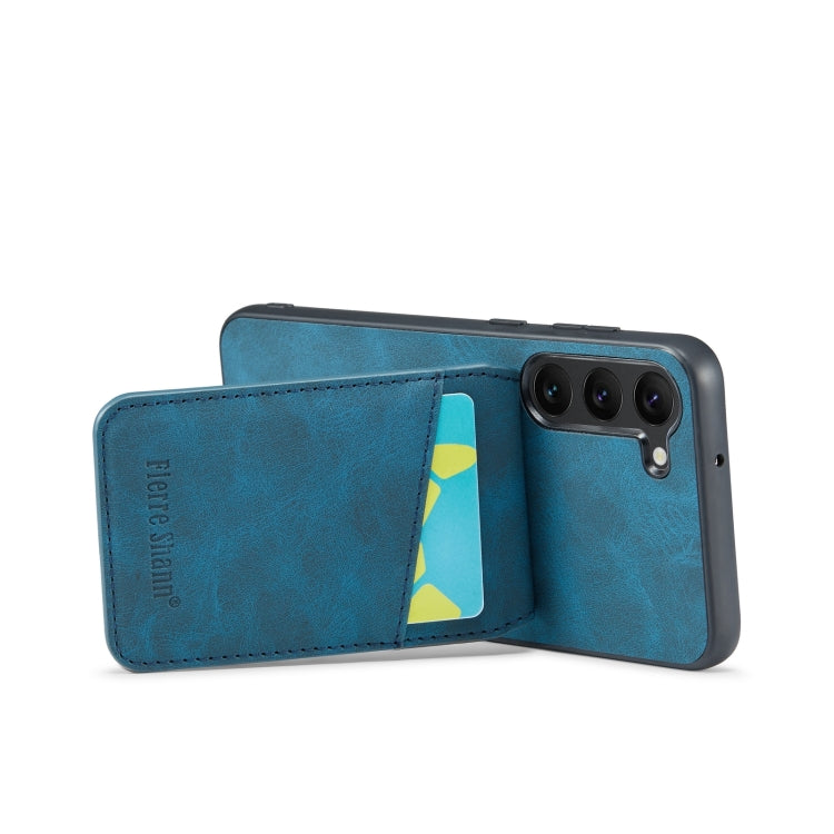 For Samsung Galaxy S24+ 5G Fierre Shann Crazy Horse Card Holder Back Cover PU Phone Case(Blue) - Galaxy S24+ 5G Cases by FIERRE SHANN | Online Shopping South Africa | PMC Jewellery | Buy Now Pay Later Mobicred