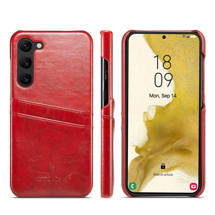 For Samsung Galaxy S24+ 5G Fierre Shann Oil Wax Texture Leather Phone Case with Card Slots(Red) - Galaxy S24+ 5G Cases by FIERRE SHANN | Online Shopping South Africa | PMC Jewellery | Buy Now Pay Later Mobicred