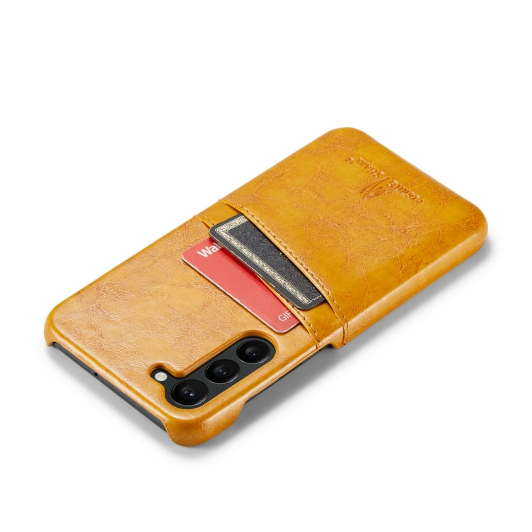 For Samsung Galaxy S24 5G Fierre Shann Oil Wax Texture Leather Phone Case with Card Slots(Yellow) - Galaxy S24 5G Cases by FIERRE SHANN | Online Shopping South Africa | PMC Jewellery | Buy Now Pay Later Mobicred