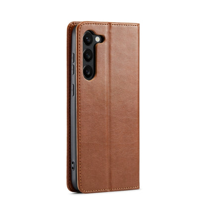 For Samsung Galaxy S24+ 5G Fierre Shann PU Genuine Leather Texture Phone Case(Brown) - Galaxy S24+ 5G Cases by FIERRE SHANN | Online Shopping South Africa | PMC Jewellery | Buy Now Pay Later Mobicred