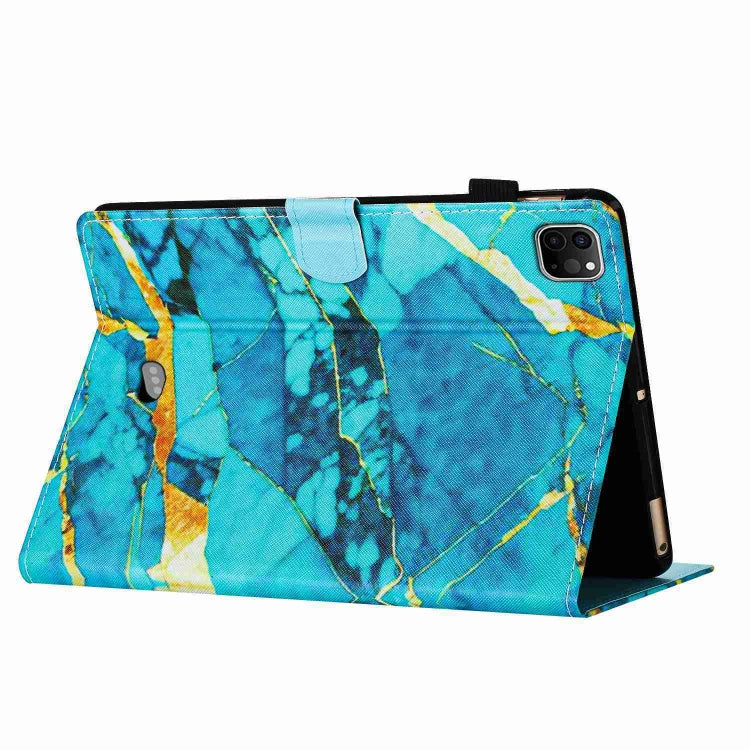 For iPad 11 Pro 2024 / 2020 / Air 4 10.9 Marble Pattern Stitching Smart Leather Tablet Case(Gold Blue) - iPad Air (2022) / (2020) 10.9 Cases by PMC Jewellery | Online Shopping South Africa | PMC Jewellery | Buy Now Pay Later Mobicred