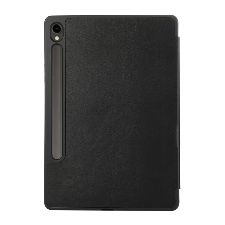 For Samsung Galaxy Tab S9 FE 3-Fold Pure Color TPU Leather Tablet Case with Pen Slot(Black) - Galaxy Tab S9 FE by PMC Jewellery | Online Shopping South Africa | PMC Jewellery