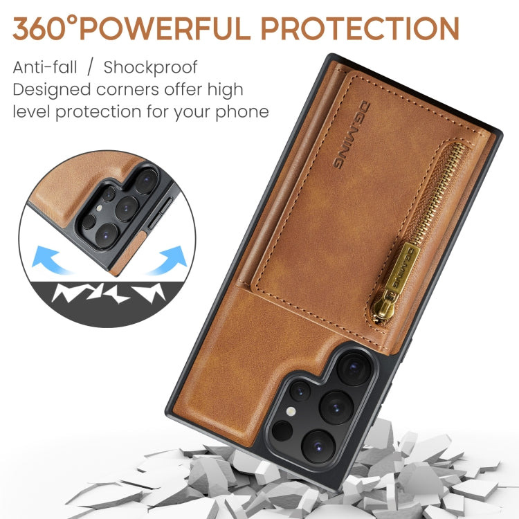 For Samsung Galaxy S24 Ultra 5G DG.MING M5 Series Zip RFID Multi Card Detachable Leather Phone Case(Brown) - Galaxy S24 Ultra 5G Cases by DG.MING | Online Shopping South Africa | PMC Jewellery | Buy Now Pay Later Mobicred