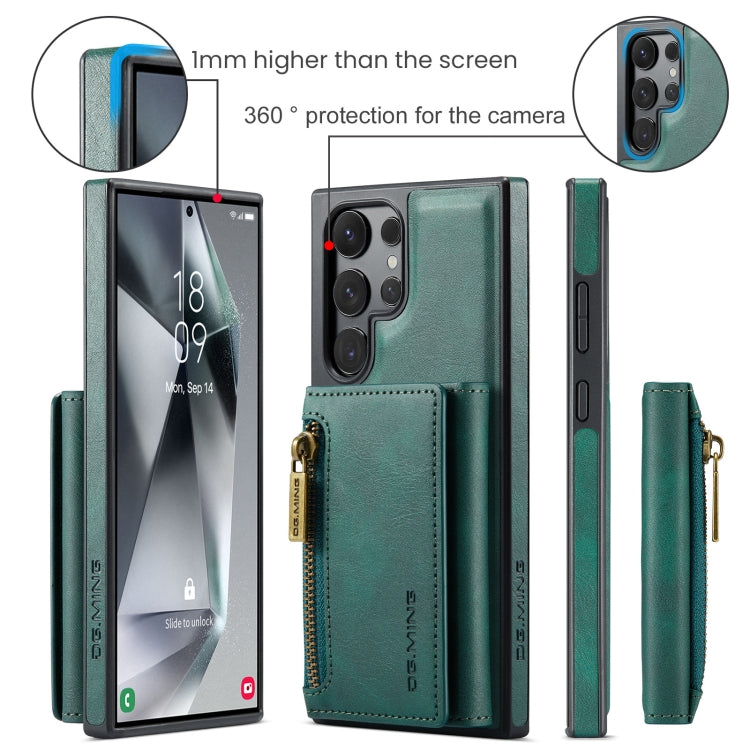 For Samsung Galaxy S24 Ultra 5G DG.MING M5 Series Zip RFID Multi Card Detachable Leather Phone Case(Green) - Galaxy S24 Ultra 5G Cases by DG.MING | Online Shopping South Africa | PMC Jewellery | Buy Now Pay Later Mobicred