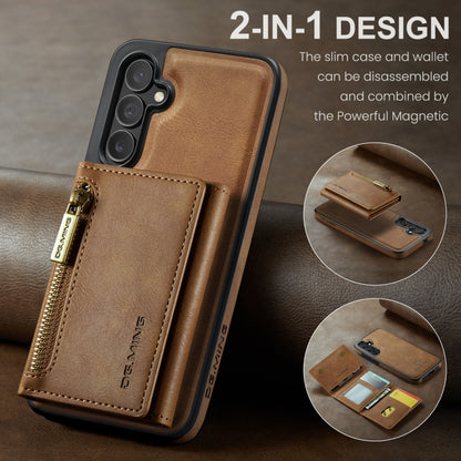 For Samsung Galaxy S24+ 5G DG.MING M5 Series Zip RFID Multi Card Detachable Leather Phone Case(Brown) - Galaxy S24+ 5G Cases by DG.MING | Online Shopping South Africa | PMC Jewellery | Buy Now Pay Later Mobicred