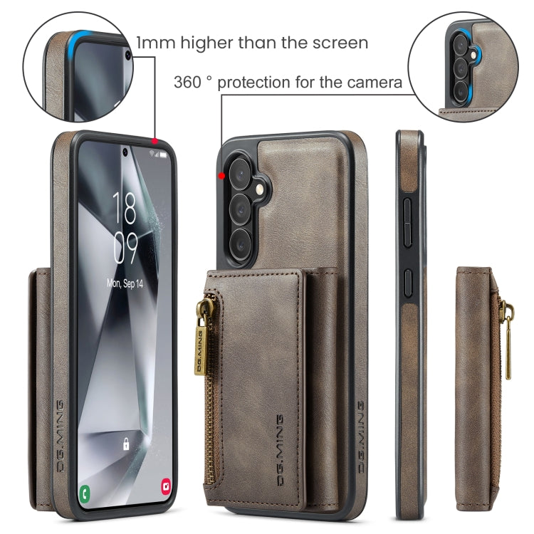 For Samsung Galaxy S24 FE 5G DG.MING M5 Series Zip RFID Multi Card Detachable Leather Phone Case(Coffee) - Galaxy S24 FE 5G Cases by DG.MING | Online Shopping South Africa | PMC Jewellery | Buy Now Pay Later Mobicred