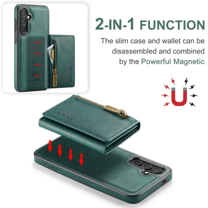 For Samsung Galaxy S24 FE 5G DG.MING M5 Series Zip RFID Multi Card Detachable Leather Phone Case(Green) - Galaxy S24 FE 5G Cases by DG.MING | Online Shopping South Africa | PMC Jewellery | Buy Now Pay Later Mobicred