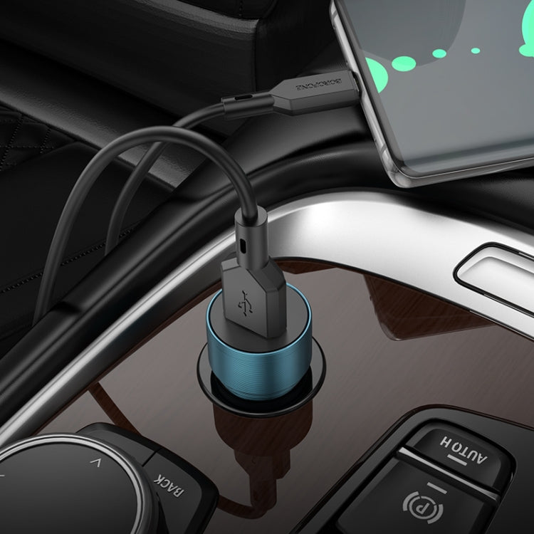 BOROFONE BZ19A Wisdom QC3.0 USB Port Fast Charging Car Charger with USB to Type-C Cable(Blue) - Car Charger by Borofone | Online Shopping South Africa | PMC Jewellery | Buy Now Pay Later Mobicred